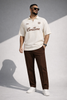 MENS ZIPPER CORE ZONE POLO CORD SET| OFF WHITE BROWN