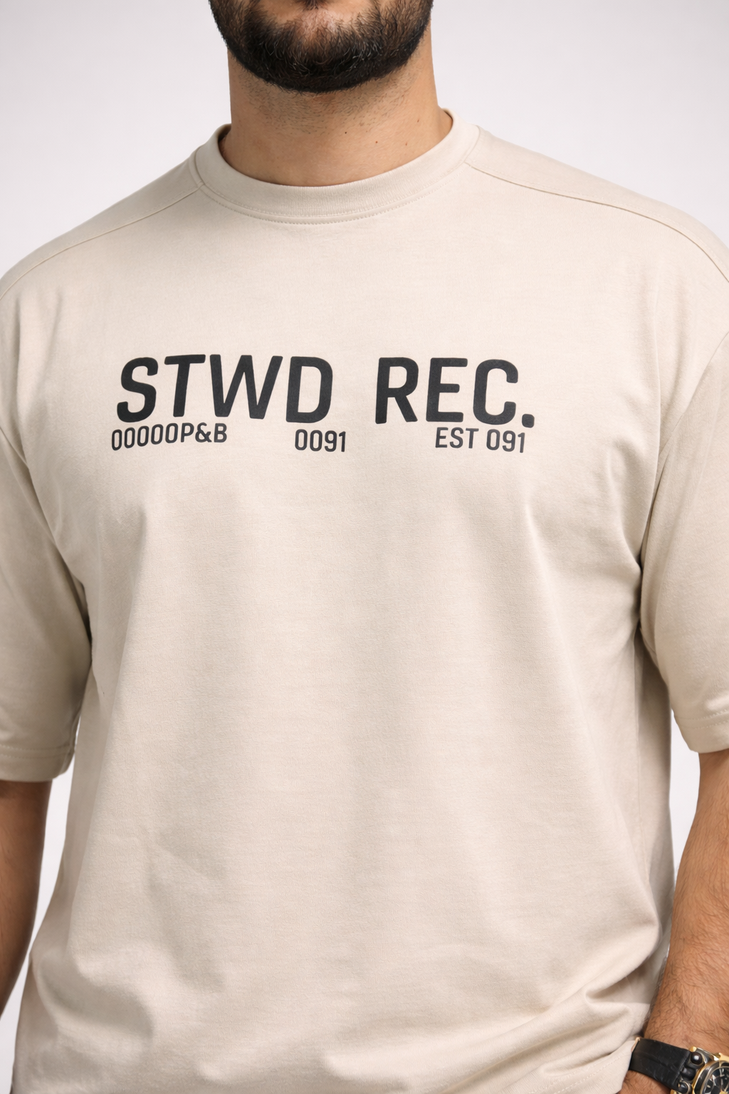 Dropshoulder T-shirts | STWD PRINT BEIGE
